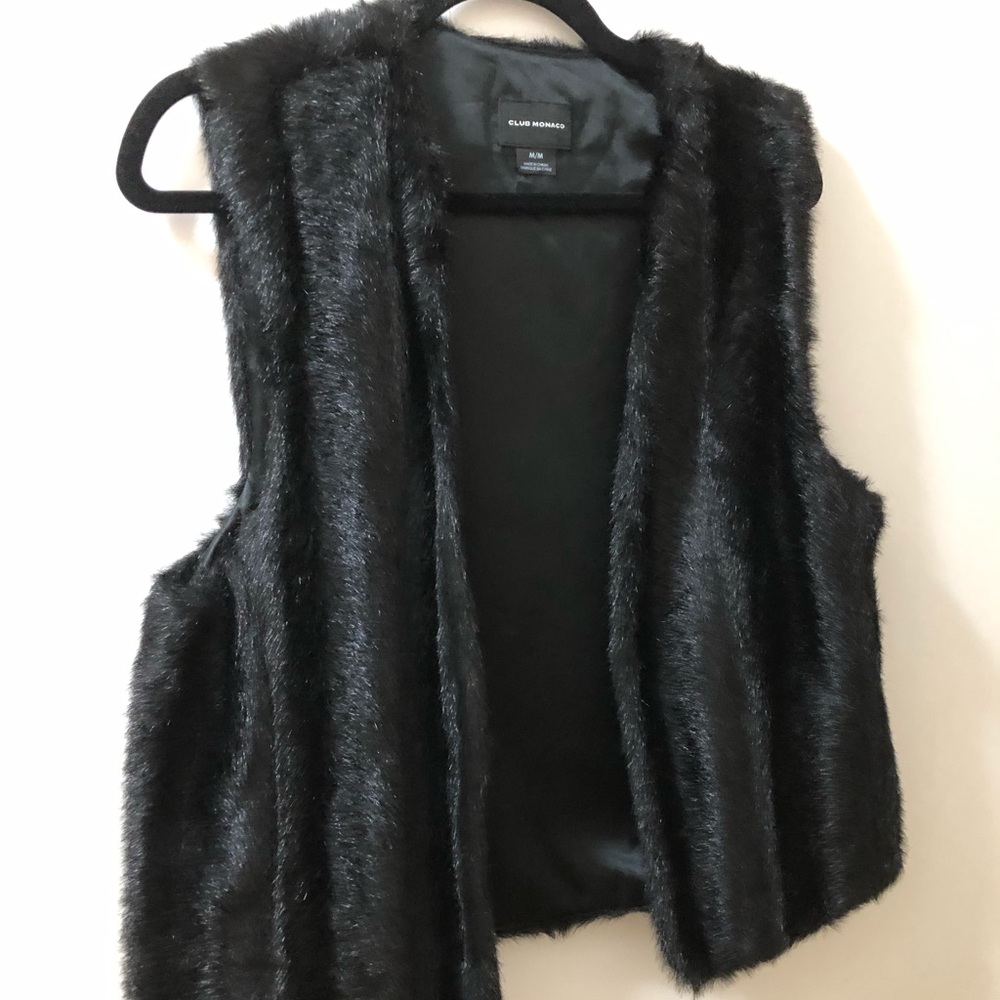 Club Monaco black faux fur vest